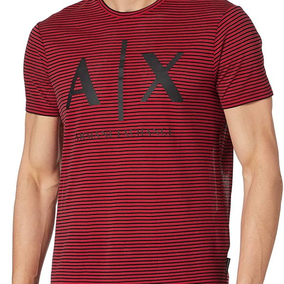 ARMANI EXCHANGE 'RED/BLACK STRIPED LOGO' T-SHIRT SIZE M NWT VERY RARE!! - Picture 1 of 11
